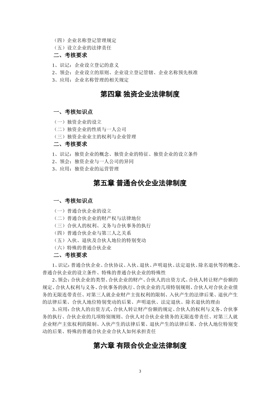 公司法与企业法大纲考纲_第3页