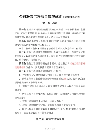 公司联营工程管理规定
