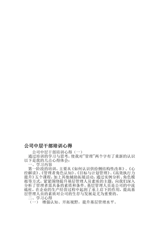 公司中层干部培训心得-2019年精选文档