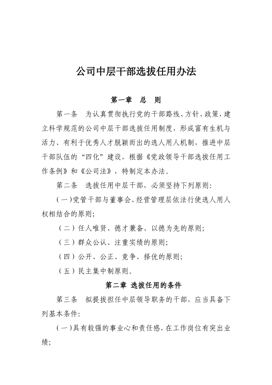 公司中层干部选拔任用办法_第1页