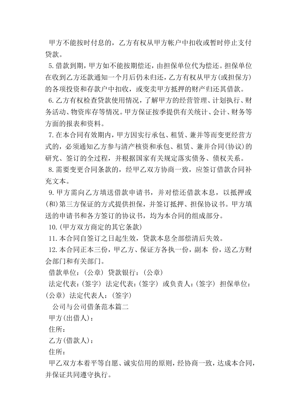 公司与公司借条范本_第2页