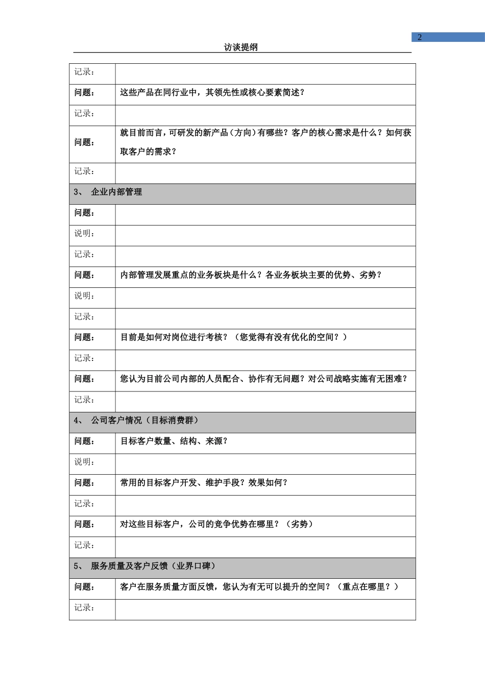 公司内部访谈提纲10309_第2页