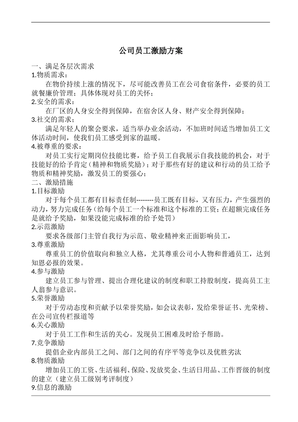 公司员工激励方案(同名18256)_第1页