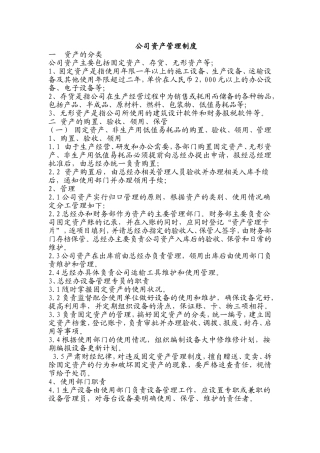 公司资产管理制度
