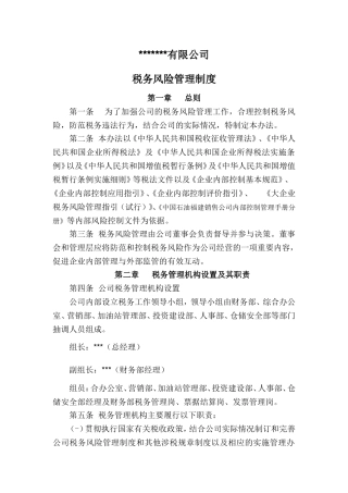 公司税收风险管理制度