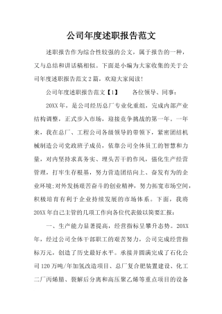 公司年度述职报告范文