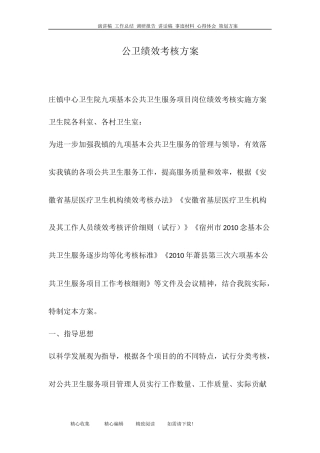 公卫绩效考核方案