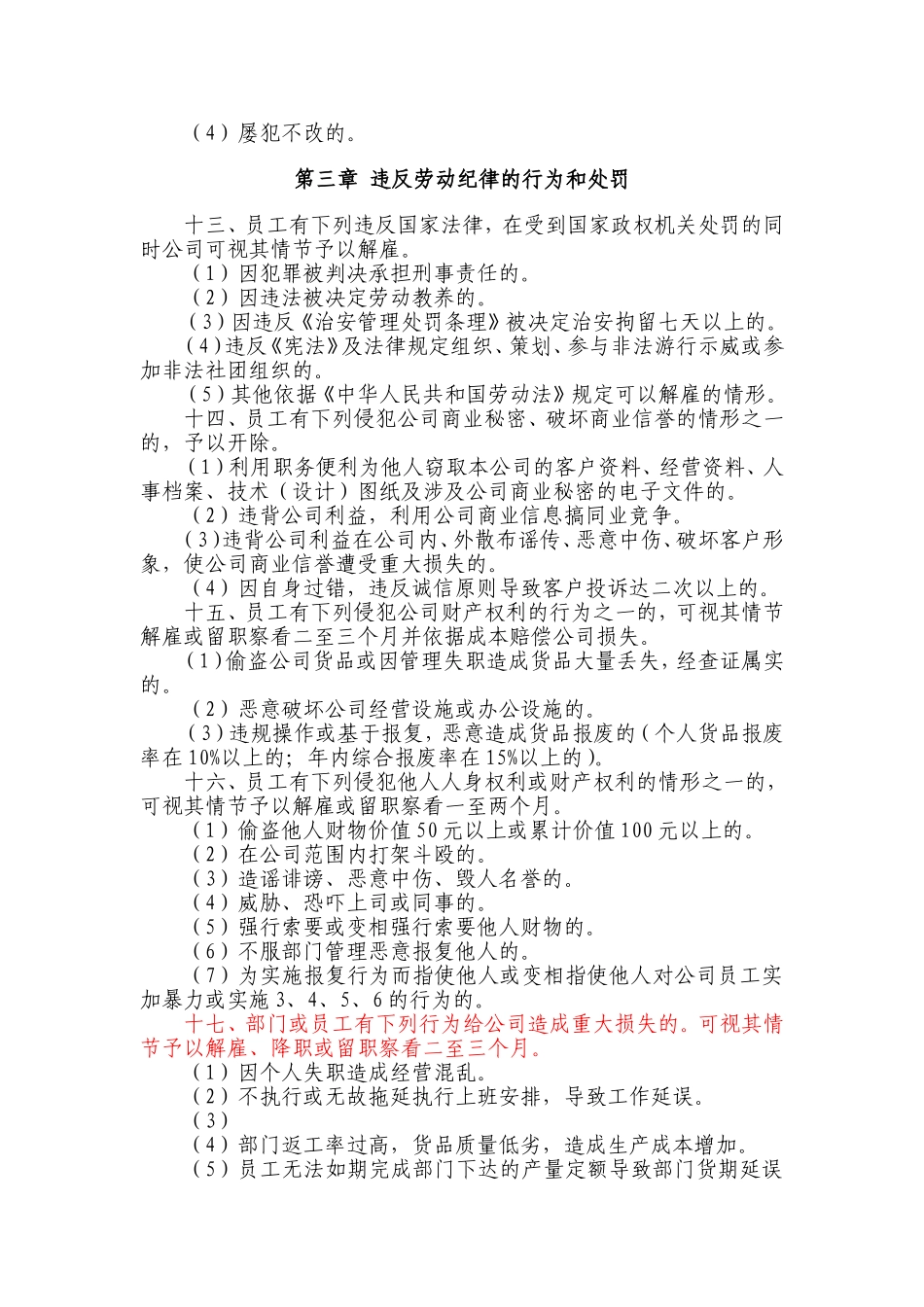 公司员工行为规范条例及违规处罚办法_第3页