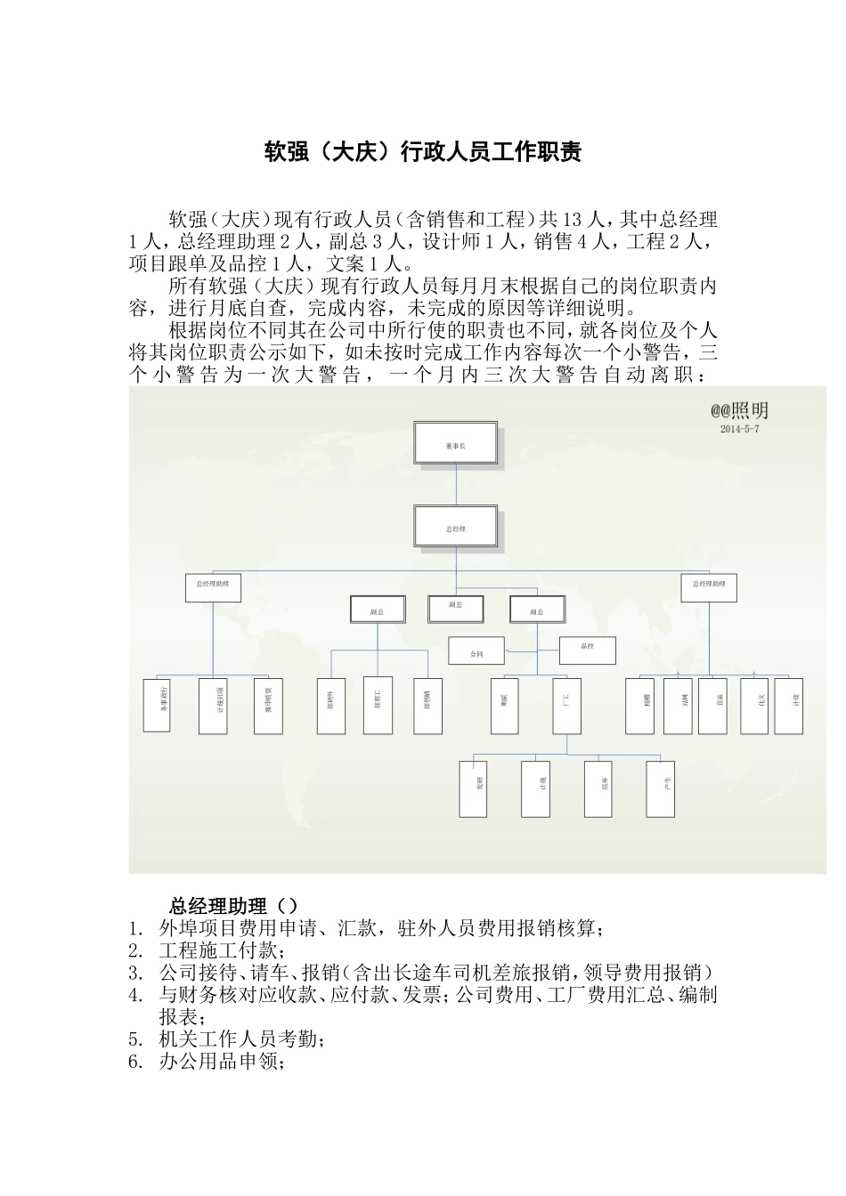 公司员工职责模版(含组织架构图)_第1页
