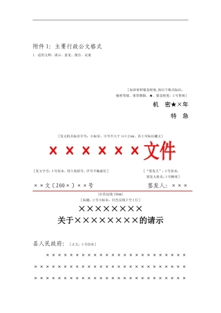 公文格式模板及主题词