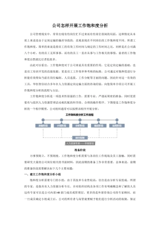 公司怎样开展工作饱和度分析