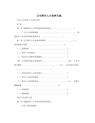 公司青年人才培养方案
