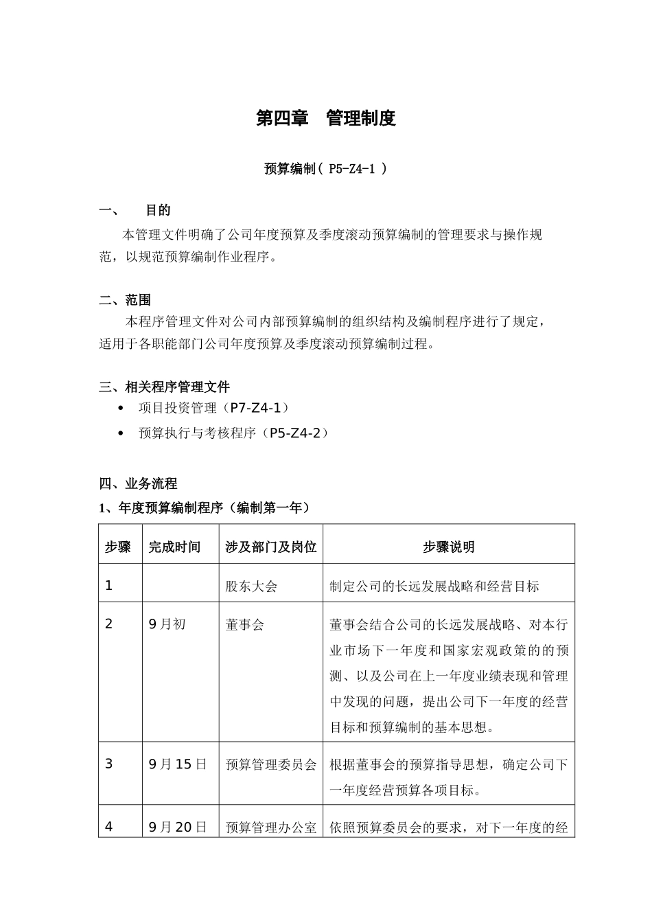 公司全面预算制度-第四章-管理制度--预算编制(-P5-Z4-1-)_第1页