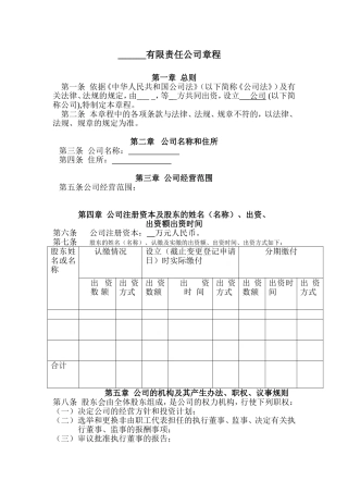 公司章程(设执行董..
