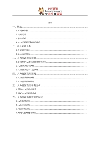 公司人力资源规划方案-HR猫猫