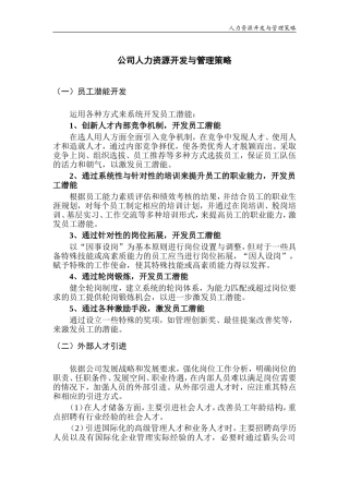 公司人力资源开发与管理策略