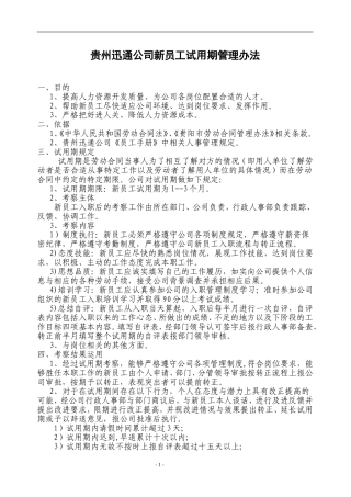 公司新员工试用期管理办法