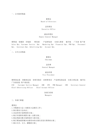 公司人员组织构成及管理者管理方案