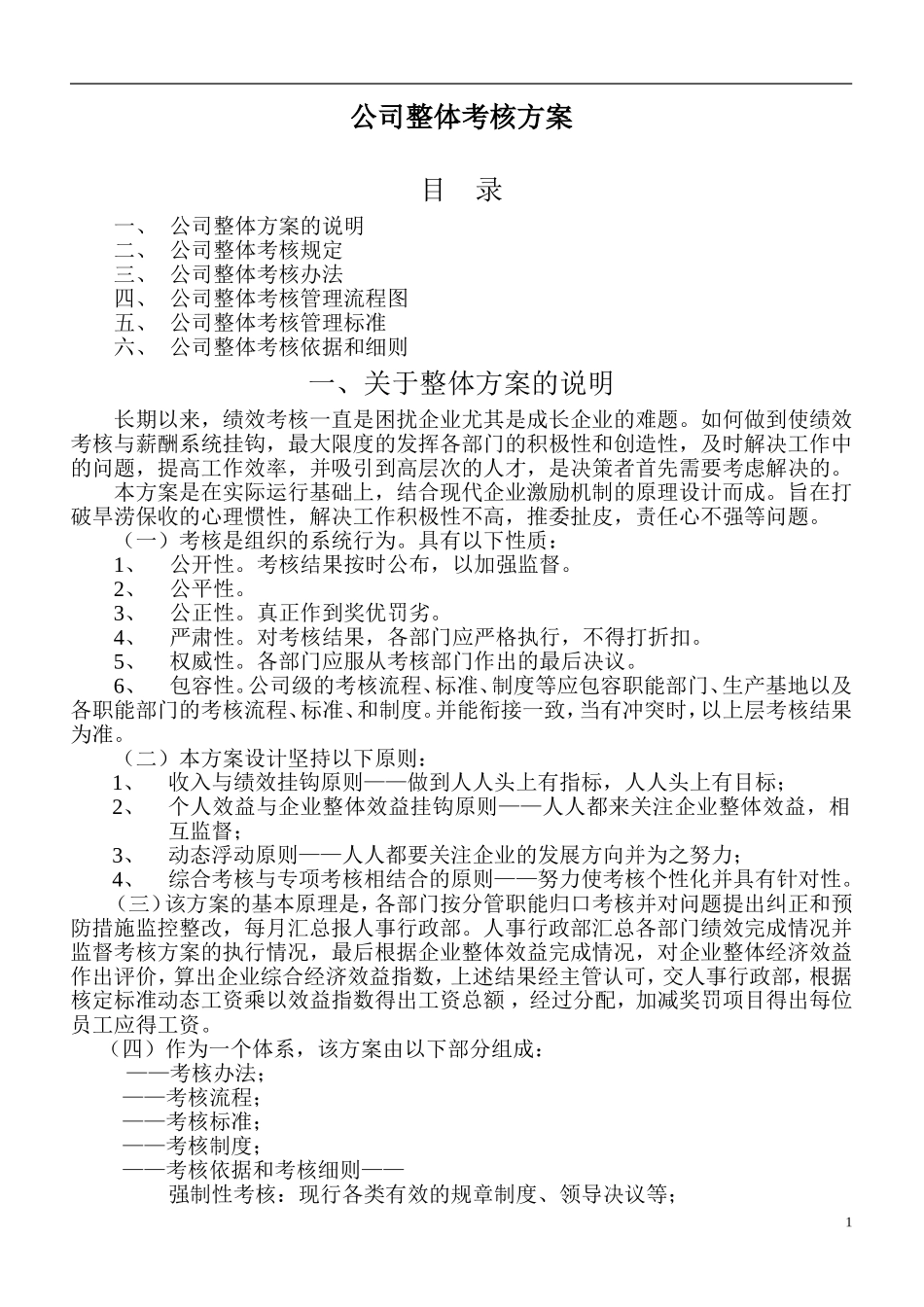 公司整体考核方案_第1页