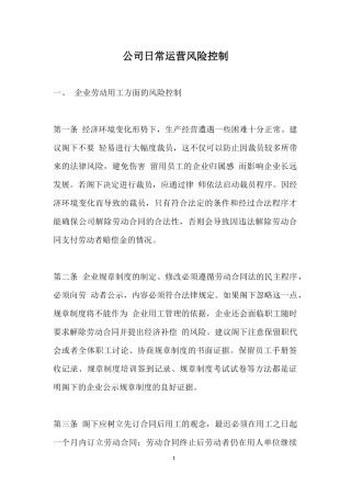 公司日常运营风险控制