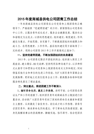 供电公司团青工作年度总结