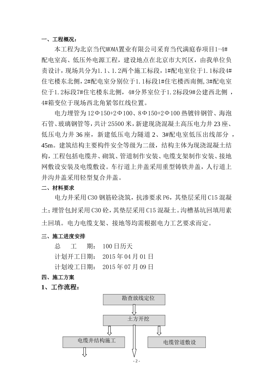 供电管沟、电力井施工方案_第2页