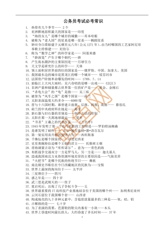 公务员考试必考常识(精华版)