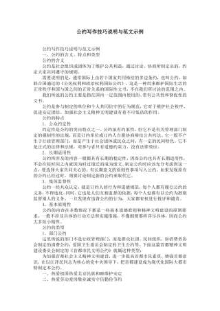 公约写作技巧说明与范文示例-精选模板