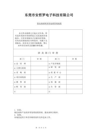 供应商来料异常处理程序