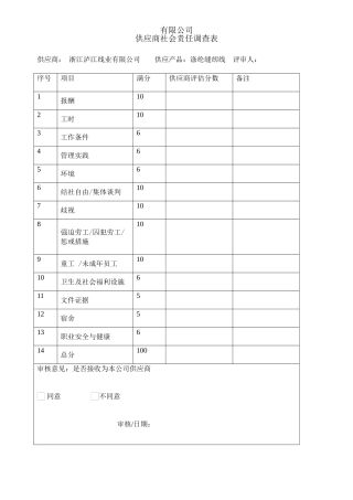 供应商社会责任评估