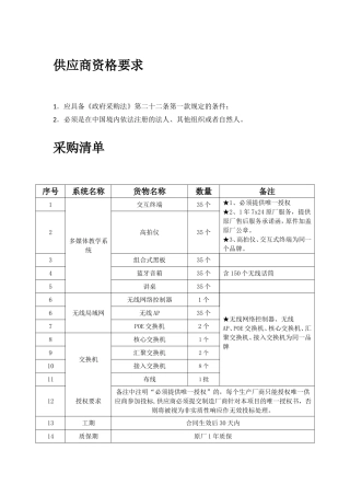 供应商资格要求