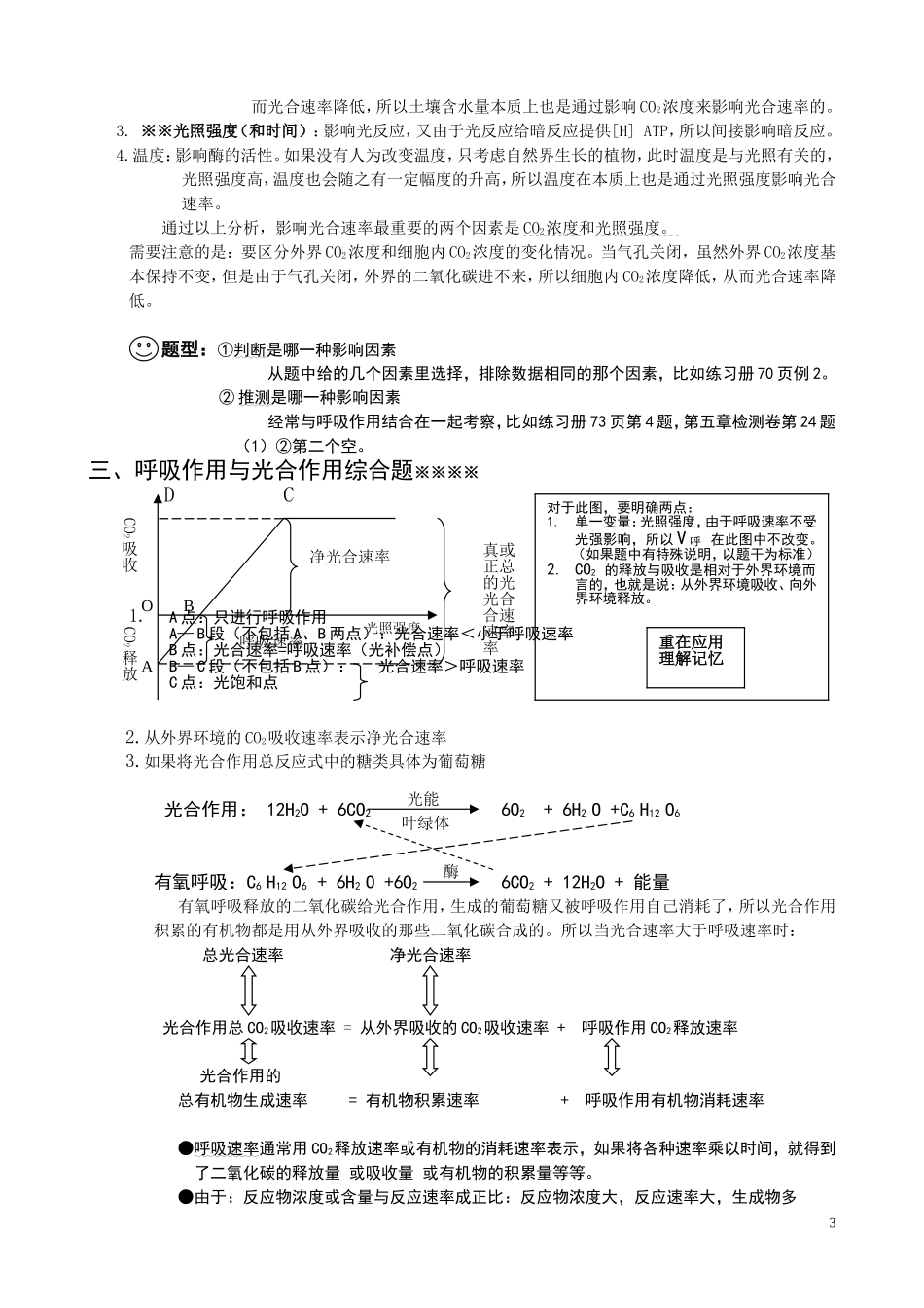 光合与呼吸知识点总结_第3页