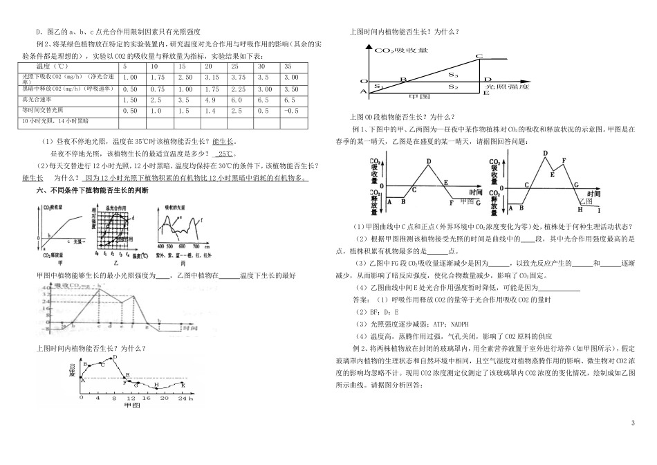 光合作用和呼吸作用高考题型分析_第3页