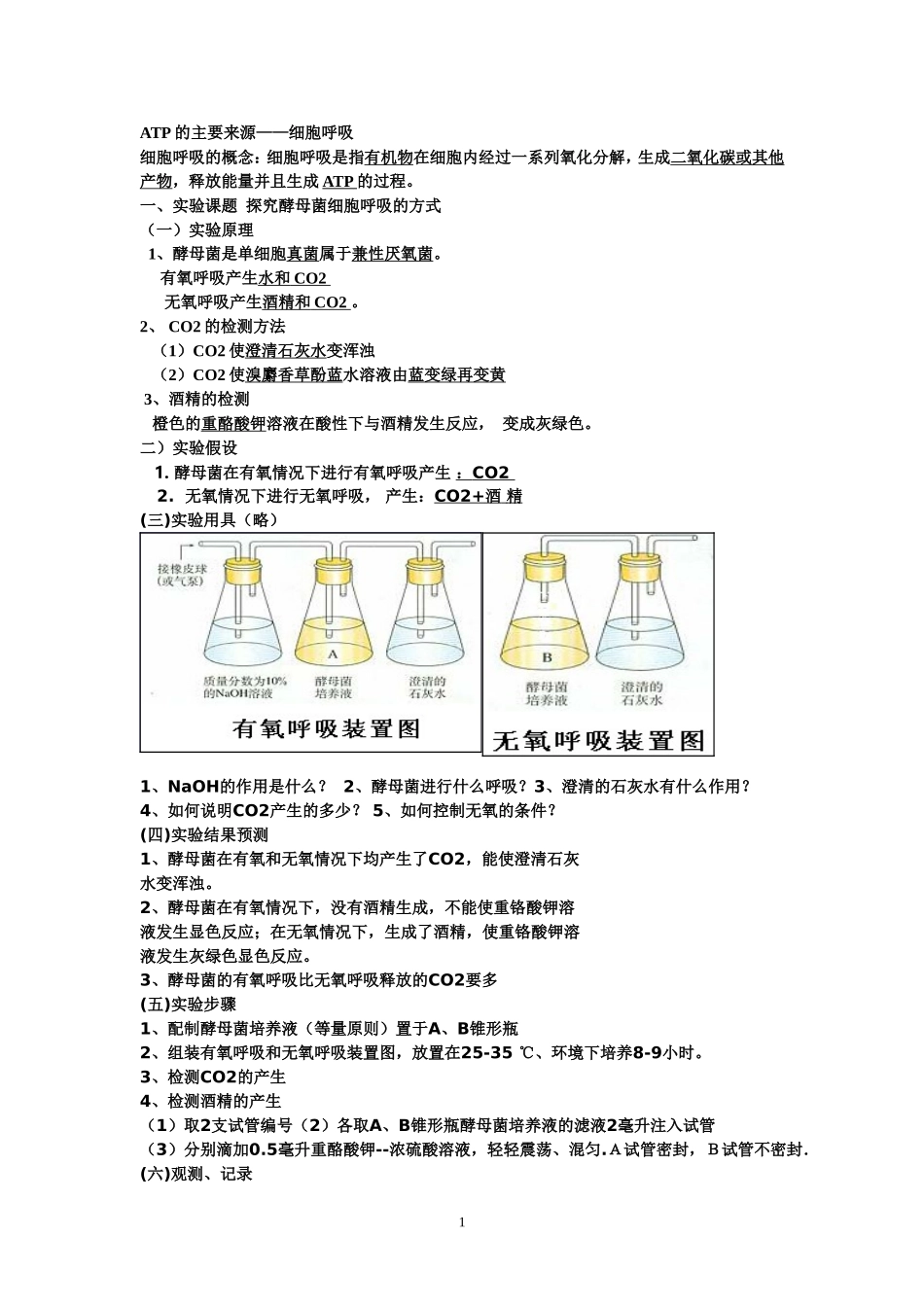 光合作用和呼吸作用知识点总结_第1页