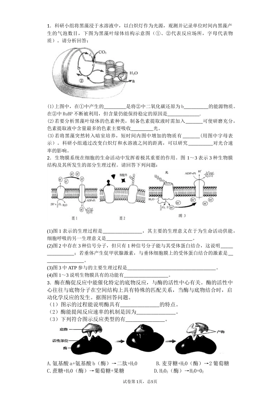 光合作用呼吸作用大题_第1页