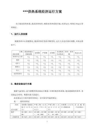 供热项目经济运行管理方案