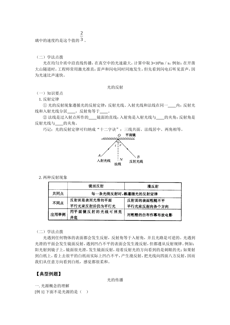 光的传播、光的反射(物理)人教版_第2页
