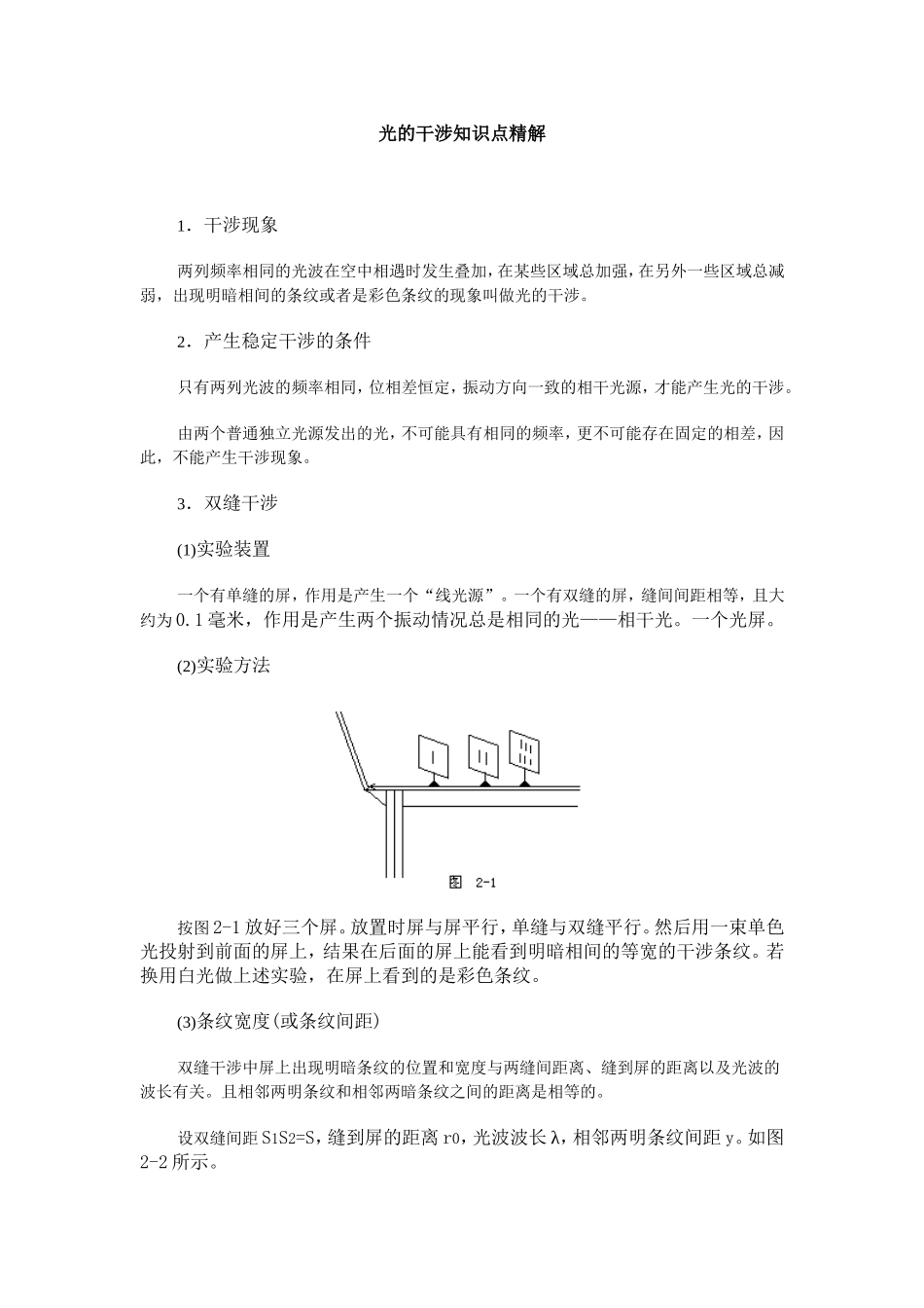 光的干涉知识点精解_第1页