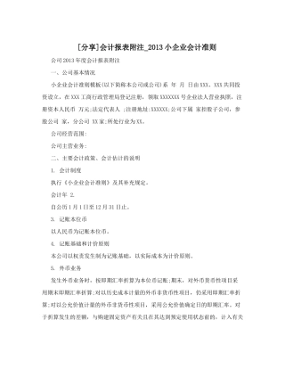 会计报表附注-2013小企业会计准则