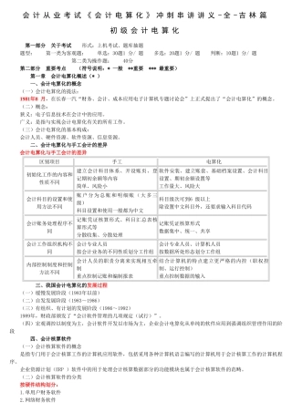 会计从业考试《会计电算化》冲刺串讲讲义-全-吉林篇