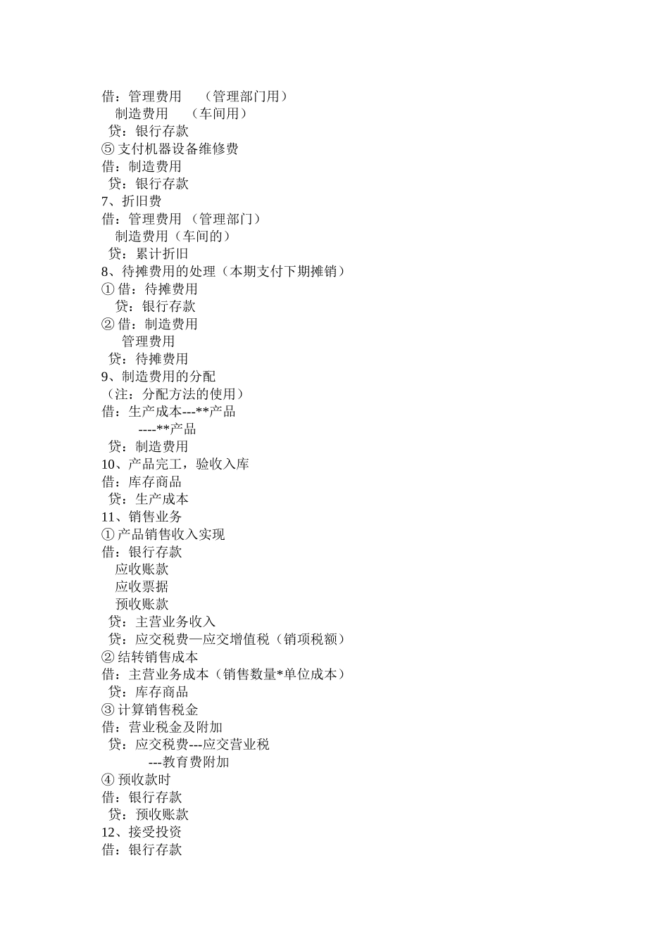 会计从业资格基础会计分录大全_第3页