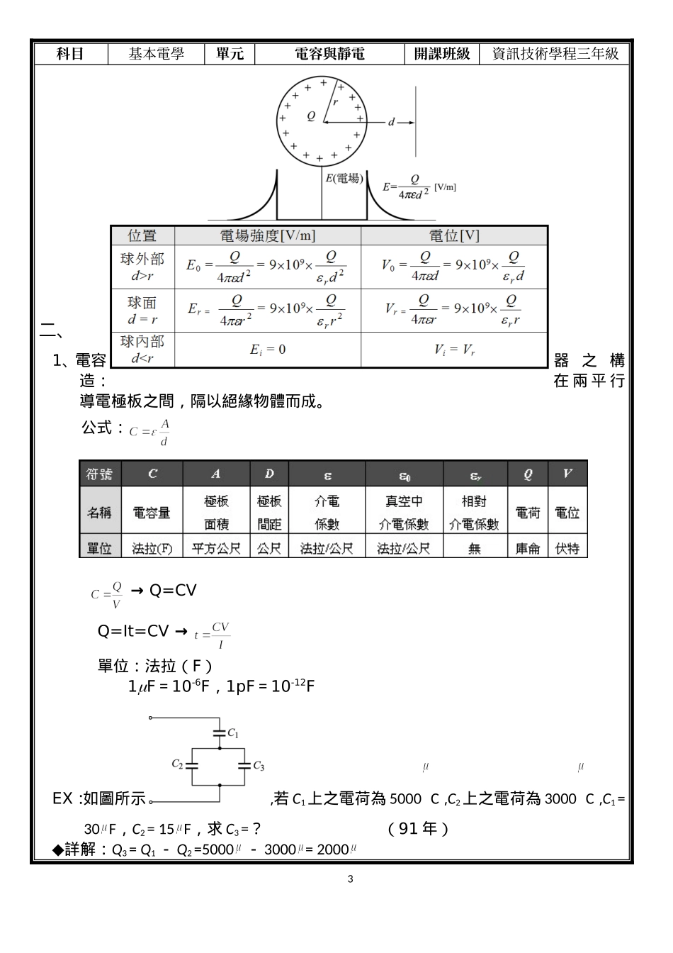 光启高中98学年度第1学期基本电学课程学习单_第3页