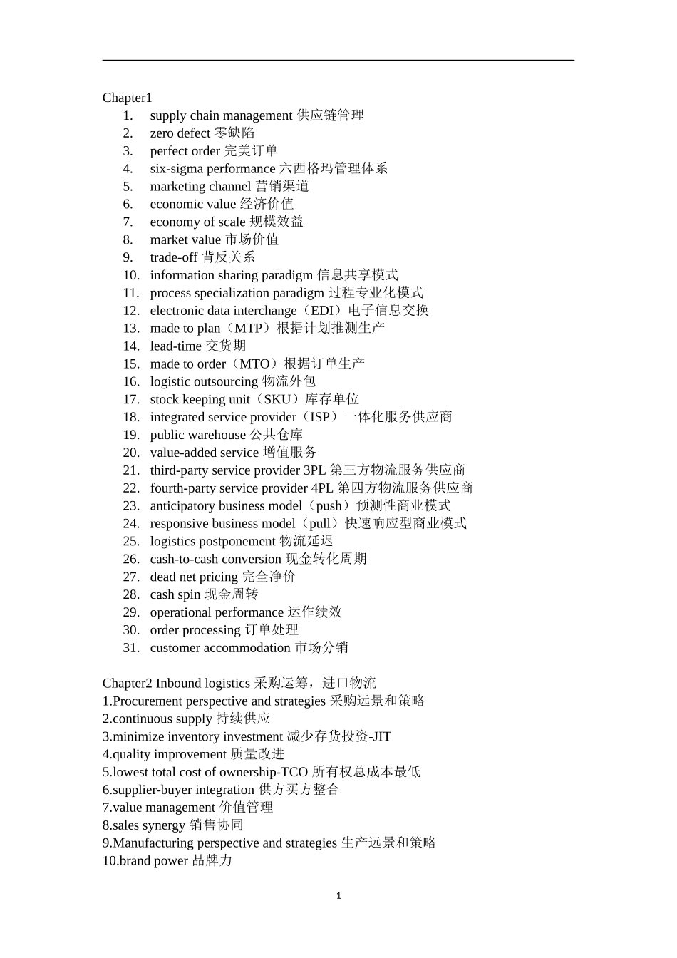 供应链物流管理专业词汇整理_第1页