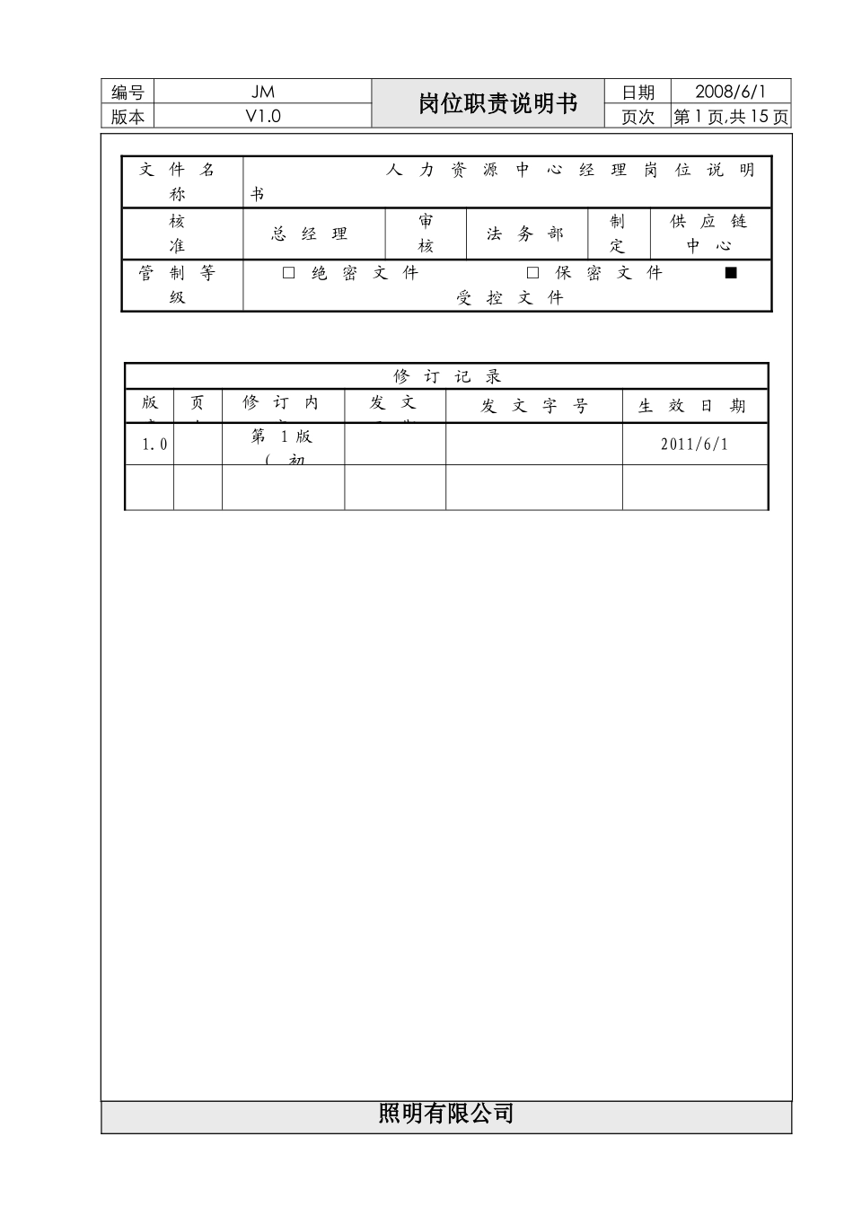供应链中心岗位说明书_第1页