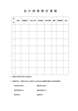 会计档案移交、销毁清册