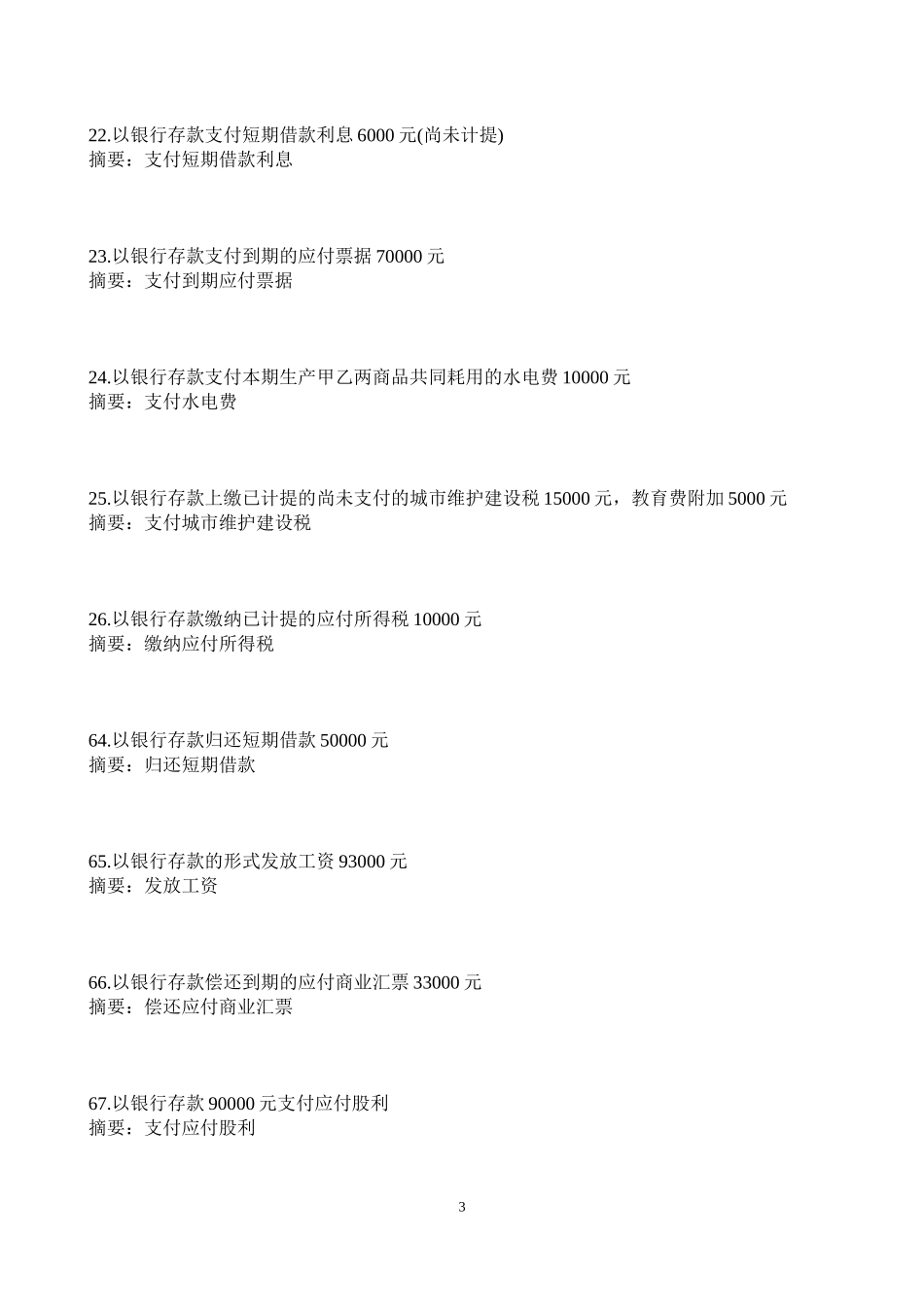 会计电算化会计分录题100题_第3页