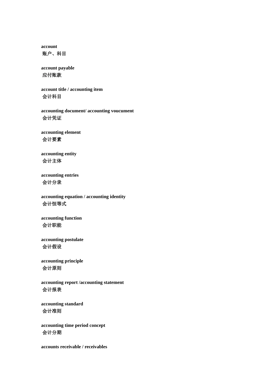 会计分录中英文对照表_第1页