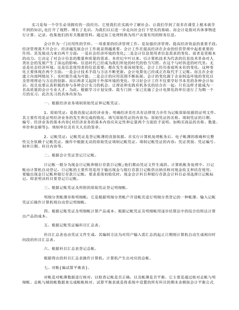 会计电算化实习报告范文3000字_第1页