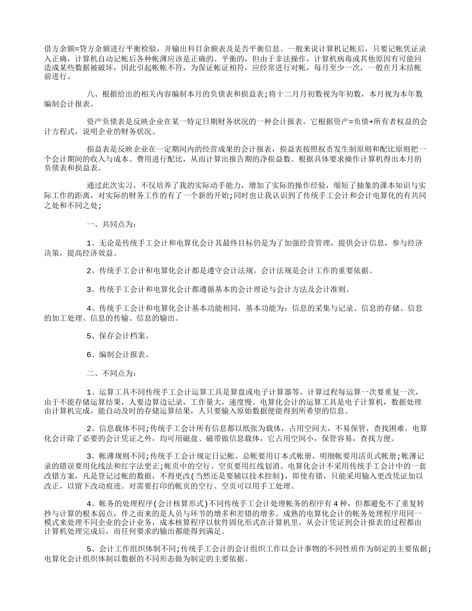 会计电算化实习报告范文3000字_第2页