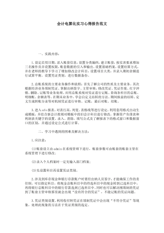 会计电算化实习心得报告范文-总结报告模板